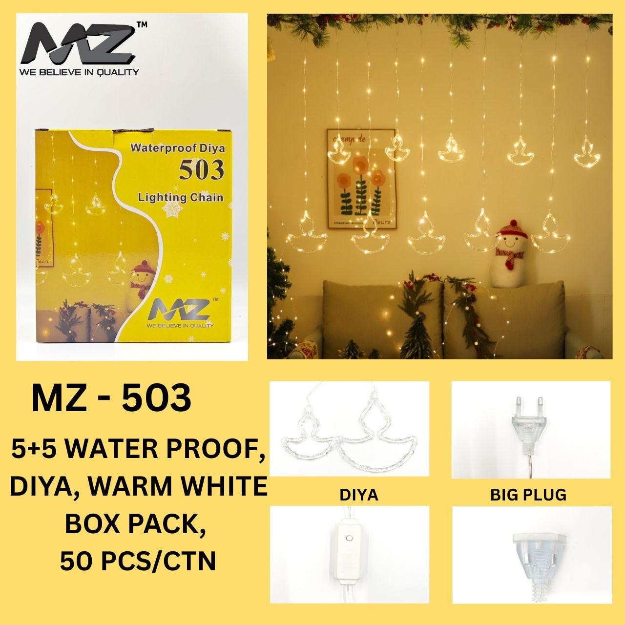 MZ-503,5+5 WATER PROOF DIYA, BOX PACK, WARM WHITE