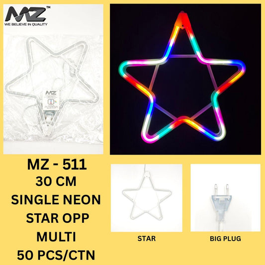 MZ-511,30 CM, NEON STAR, SINGLE OPP BAG, MULTI