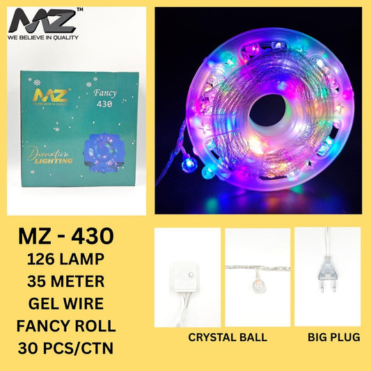 MZ-430, 126 LAMP, 35 METER, GEL WIRE, CRYSTAL BALL FANCY, MULTI