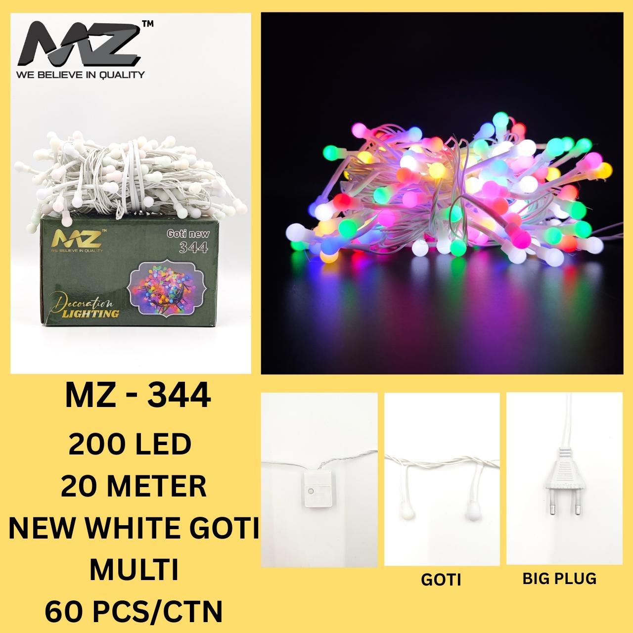 MZ-344, 200 LED, 20 METER, NEW WHITE GOTI, MULTI