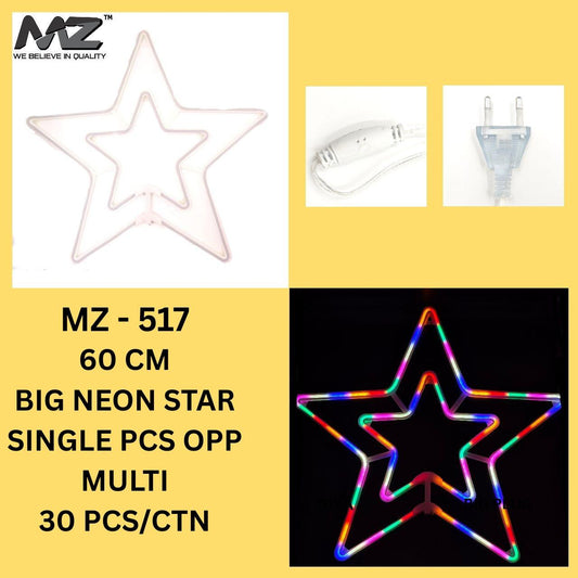 MZ-517, 60*60 CM, NEW NEON STAR OPP BAG, MULTI
