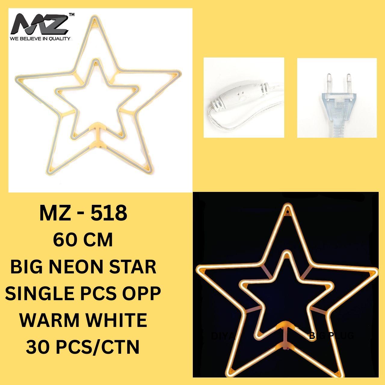 MZ-518,60*60 CM, NEW NEON STAR OPP BAG, WARMWHITE