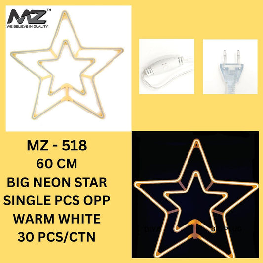 MZ-518,60*60 CM, NEW NEON STAR OPP BAG, WARMWHITE