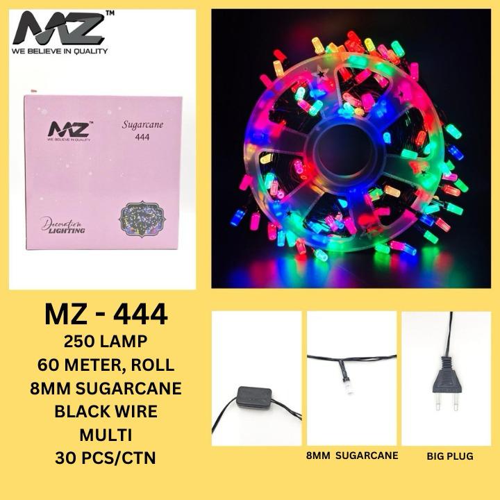 MZ-444, 250 LAMP, 60 METER, SUGARCANE RGRB 6 COLORS, BLACK WIRE, (ROLL)