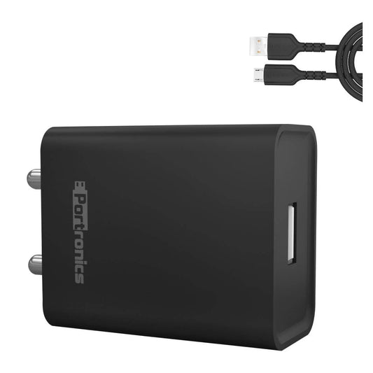 Portronics Adapto 62 POR-1062 USB Wall Adapter with 2.4A Fast Charging Single USB Port Without Cable for All iOS & Android Devices  POR 1194, 1286, 1641, 1642, 1643, 1644, 1645